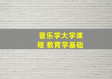 音乐学大学课程 教育学基础